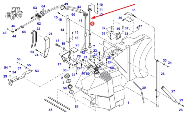 Oryginalny czujnik poziomu paliwa o numerze katalogowym G916201061101, stosowany w ciągnikach rolniczych marki Fendt schemat