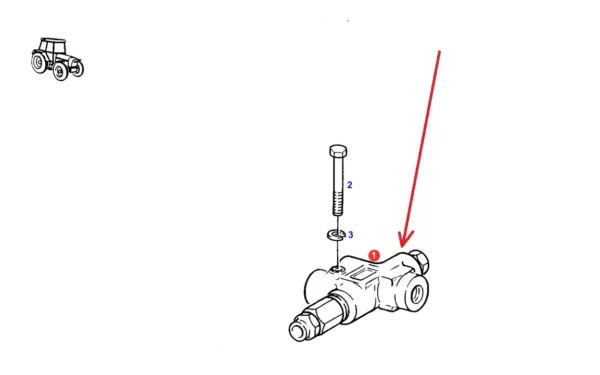 Oryginalny zawór hydrauliczny o numerze katalogowym v, stosowany w ciągnikach rolniczych marki Fendt. schemat