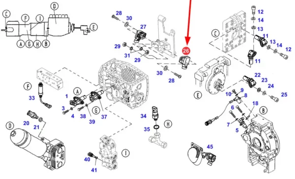 Oryginalny czujnik Elobau o numerze katalogowym G930200020021, stosowany w ciągnikach rolniczych marki Fendt- schemat.