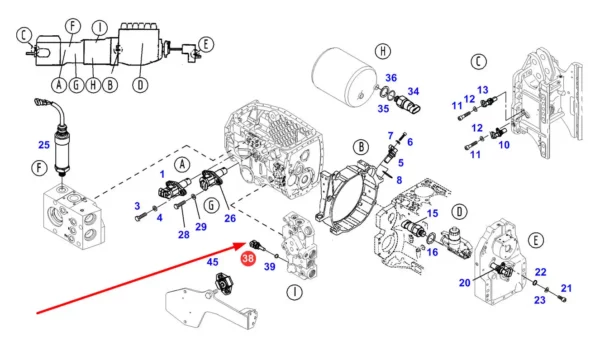 Oryginalny czujnik temperatury oleju hydraulicznego, stosowany w ciągnikach marki Fendt, Massey Ferguson, Valtra schemat.