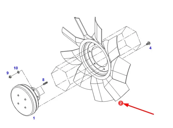 Oryginalny wentylator sprzęgła Visco o numerze katalogowym H339202040100, stosowany w ciągnikach rolniczych marki Fendt schemat.