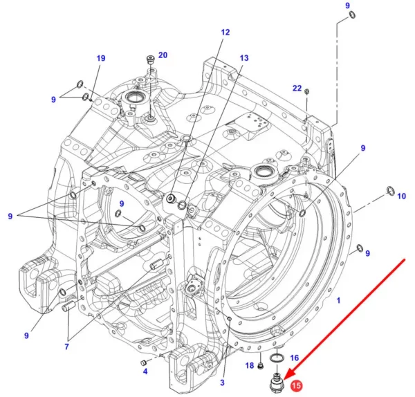 Oryginalny korek magnetyczny, stosowany do oczyszczania oleju z zanieczyszczeń w ciągnikach marki Fendt, Massey Ferguson i Valtra oraz sieczkarni samojezdnej Fendt Katana. schemat.