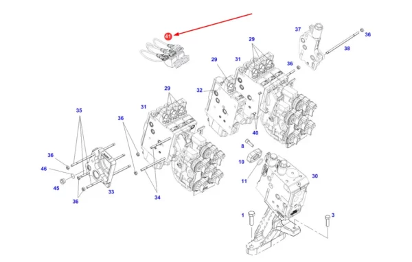 Oryginalna wiązka przewodów zaworu hydraulicznego o numerze katalogowym H737900040701, stosowana w ciągnikach rolniczych marki Fendt.-schemat