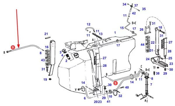 Oryginalny przewód paliwowy o numerze katalogowym H816200060051, stosowany w ciągnikach rolniczych marki Fendt schemat
