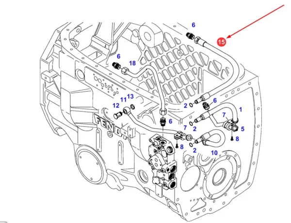 Oryginalny przewód gumowy hydrauliki o numerze katalogowym H916100620121, stosownay w ciągnikach rolniczych marek Fendt, Massey Ferguson, Valtra oraz Challenger.-schemat