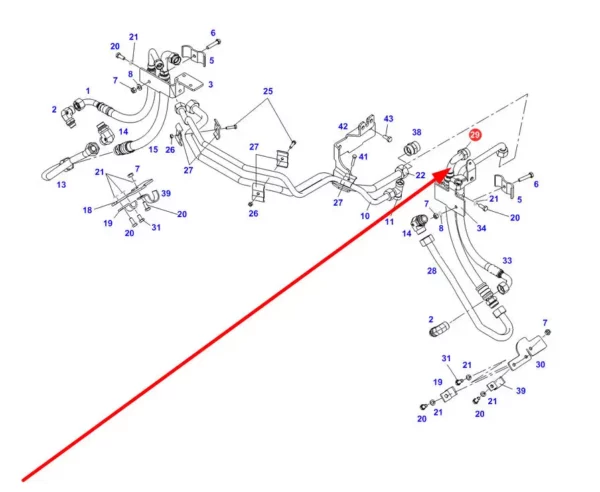 Oryginalny przewód hydrauliczny o numerze katalogowym H931303161040, stosowany w ciągnikach rolniczych marki Fendt schemat.