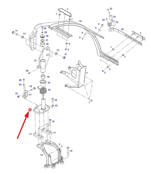 Oryginalny sworzeń o numerze katalogowym H931700030050, stosowanyw ciągnikach rolniczych marek Challenger oraz Massey Ferguson schemat.