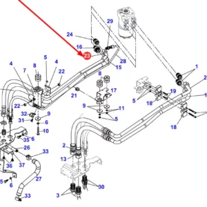 Oryginalny przewód hydrauliczny o numerze katalogowym H931952310010, stosowany w ciągnikach rolniczych marki Fendt- schemat.