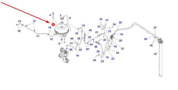 Oryginalny zbiornik wyrównawczy o numerze katalogowym H94520150033, stosowany w pojazdach rolniczych marki Fendt schemat