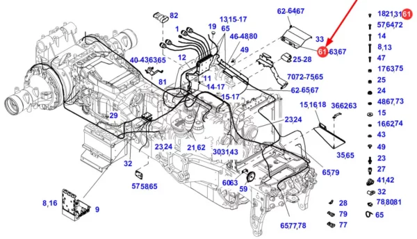 Oryginalny wkręt 6 x 8mm o numerze katalogowym X473520601000, stosowany w ciągnikach rolniczych marki Fendt- schemat.