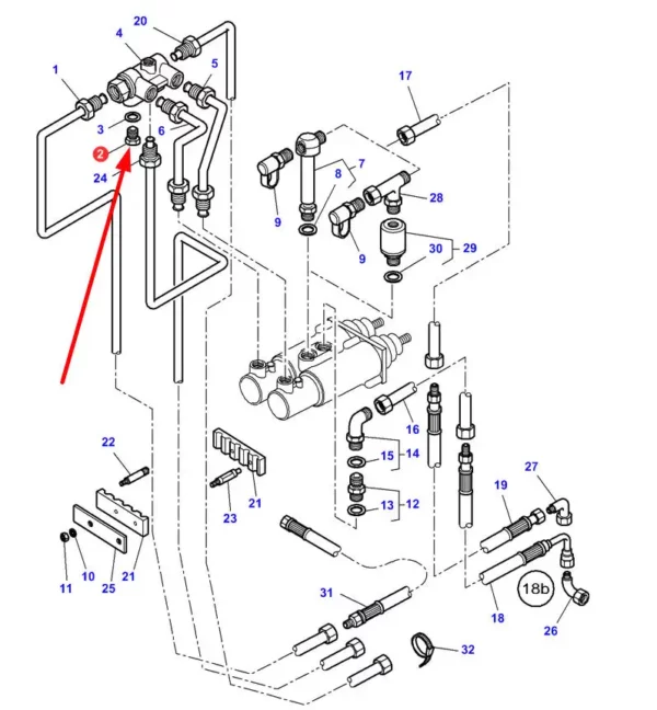 Oryginalny korek układu hydraulicznego o numerze katalogowym X483800000000, stosowany w ciągnikach rolniczych marki Challenger, Massey Ferguson oraz Fendt schemat.