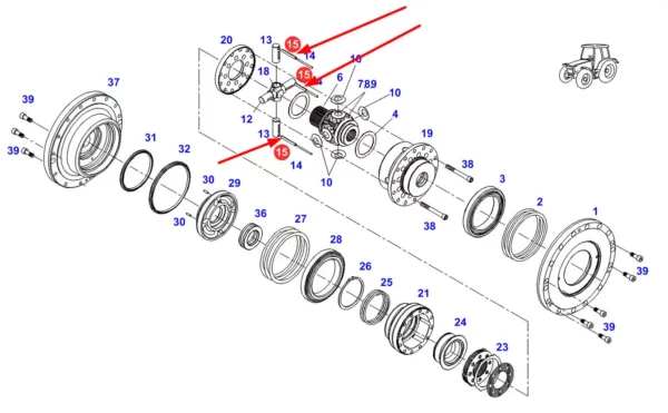 Oryginalny kołek sprężysty,o wymiarach 8 x 70 i numerze katalogowym X500629546000 stosowany w mechanizmie różnicowym, w ciągnikach marki Fendt, w modelach Vario 900 schemat.