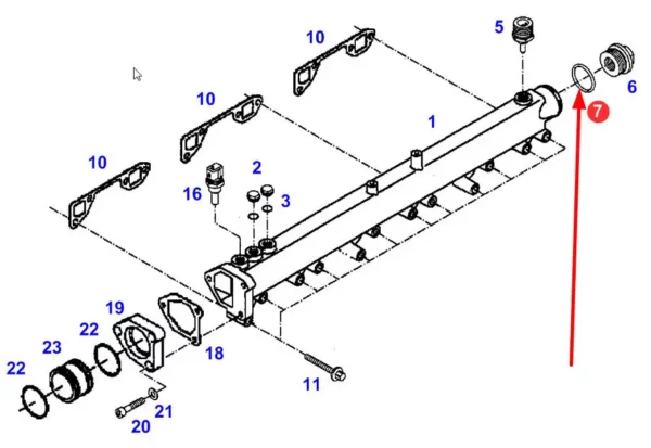 Oryginalny pierścień uszczelniający systemu chłodzenia, stosowany w ciągnikach rolniczych marki Fendt. schemat.