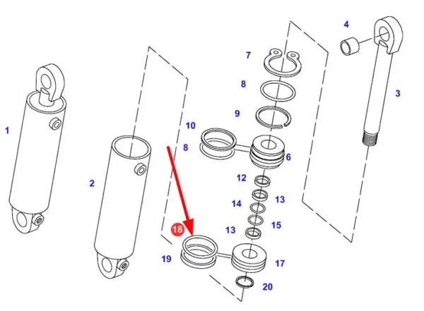 Oryginalny pierścień uszczelniający siłownika hydraulicznego o wymiarach 90 x 6,3 mm i numerze katalogowym X547500100000, stosowany w ciągnikach rolniczych marek Challenger, Massey Ferguson oraz Fendt schemat.