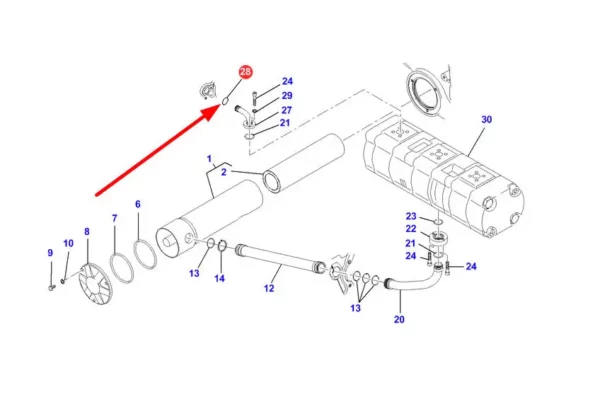 Oryginalny pierścień oring pompy hydraulicznej o wymiarach 16 X 3 i numerze katalogowym X548848016000, stosowany w ciągnikach rolniczych marek Challenger, Fendt, Valtra oraz Massey Ferguson schemat.