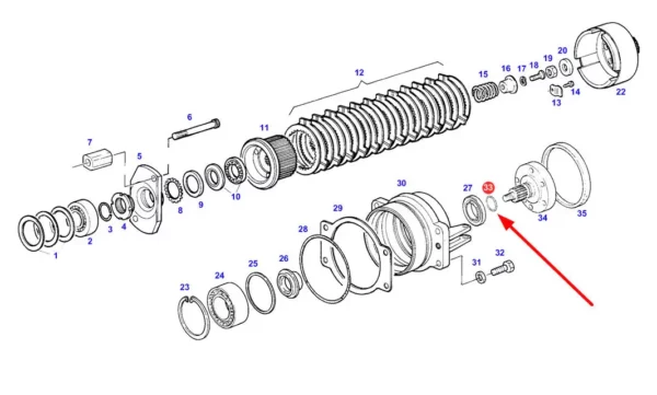 Oryginalny pierścień oring o wymiarach 26,7 x 1,78 mm i numerze katalogowym X548877300000, stosowany w ciągnikach rolniczych marki Fendt schemat