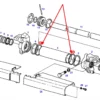 Oryginalny pierścień cylindra kierowniczego o numerze katalogowym X566311500000, stosowany w ciągnikach rolniczych marki Fendt schemat.
