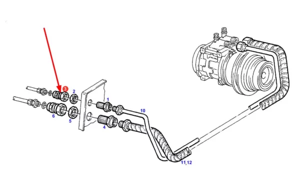 Oryginalne szybkozłącze hydrauliczne o numerze katalogowym X590601100000, stosowane w ciągnikach rolniczych marki Fendt schemat.