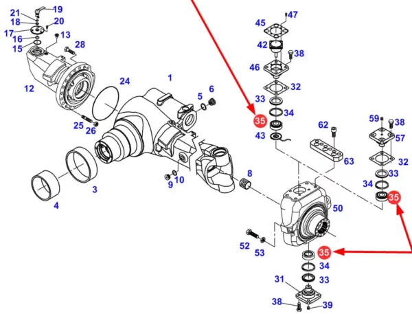 Oryginalne łożysko stożkowe calowe o numerze katalogowym X619066600000, stosowane w maszynach rolniczych marek Fendt, Massey Ferguson, Valtra oraz Challenger- schemat.