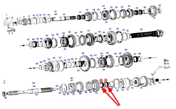 Oryginalne łożysko igiełkowe o wymiarach K42 x 47 x13 mm i numerze katalogowym X638525049000, stosowane w ciągnikach marki Fendt schemat.