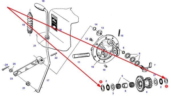Oryginalna podkładka mechanizmu żółw zając o numerze katalogowym X640848700000, stosowany w ciągnikach marki Fendt schemat.