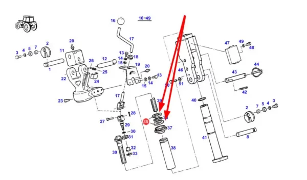 Oryginalna podkładka stabilizatora TUZ o numerze katalogowym X641175400000, stosowana w ciągnikach rolniczych marki Fendt schemat