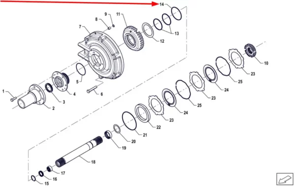 Pierścień oring o wymiarach 88,57 x 2,62 mm i numerze katalogowym I0885726, stosowany w ciągnikach rolniczych marki Arbos schemat.