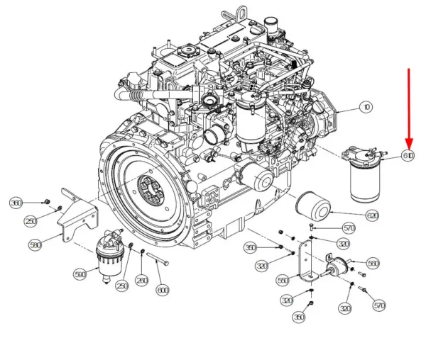 Filtr paliwa silnika o numerze katalogowym 240559001, stosowany w silnikach Yanmar montowanych w ładowarkach marek Faresin, Kramer oraz Gehl schemat.