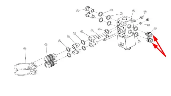 Oryginalna złączka hydrauliczna o wymiarach ED15L - 1/2 i numerze katalogowym 308528150, stosowana ładowarkach marki Faresin schemat.