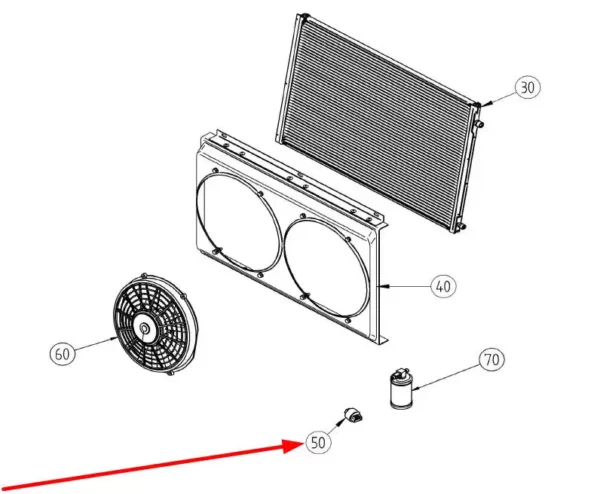 Oryginalny czujnik ciśnienia układu klimatyzacji o numerze katalogowym T30187367, stosowany w ładowarkach teleskopowych marki Faresin schemat.