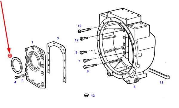 Pierścień simering obudowy wału korbowego o wymiarach 110 x 130 x 14,5 mm i numerze katalogowym 38006138, stosowany w ciągnikach rolniczych marki Fendt schemat.