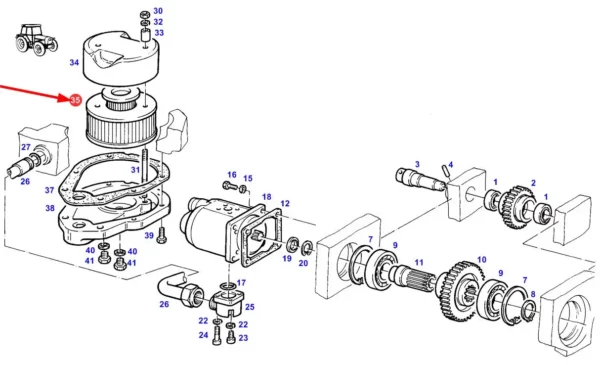 Filtr oleju hydrauliki o numerze katalogowym 739HF35309, stosowany w ciągnikach rolniczych marki Fendt- schemat.