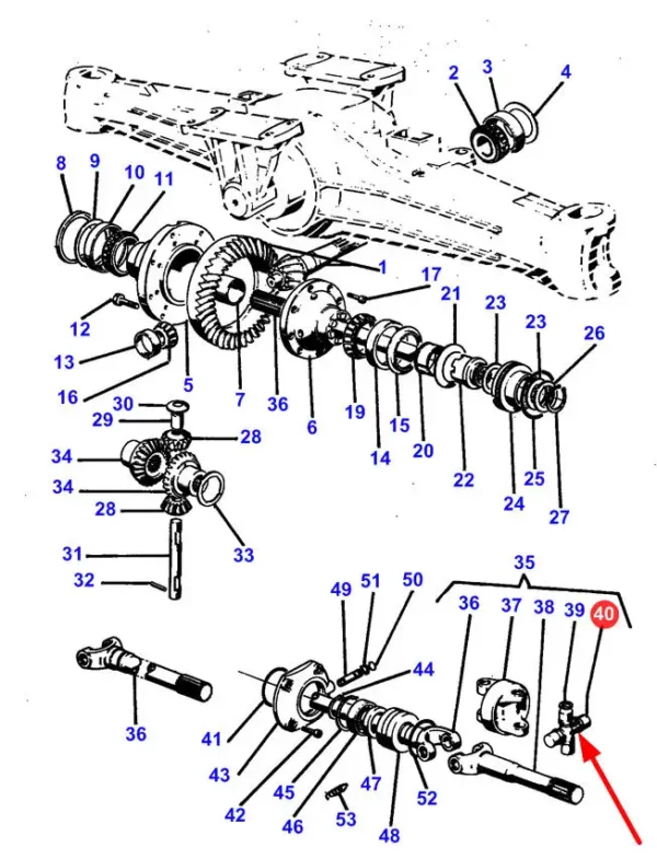 Krzyżak wałka przedniej osi o wymiarach 92 X 92 X 30,15 i numerze katalogowym 04388572, stosowany w ciągnikach rolniczych marki Massey Ferguson schemat.