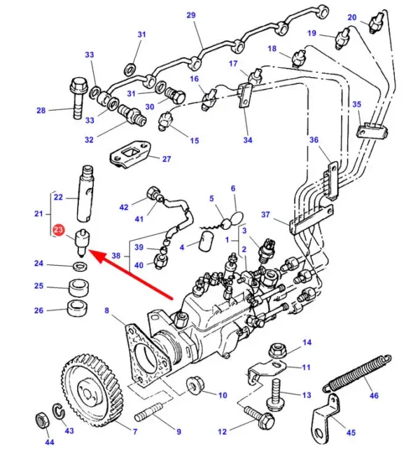 Końcówka wtrysku o numerze katalogowym 117-158.07, stosowana jako zamiennik w ciągnikach marki Massey Ferguson schemat