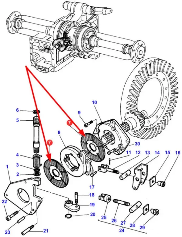 Tarcza hamulcowa o numerze katalogowym 422-49.01, stosowana w maszynach i pojazdach rolniczych marki Massey Ferguson schemat