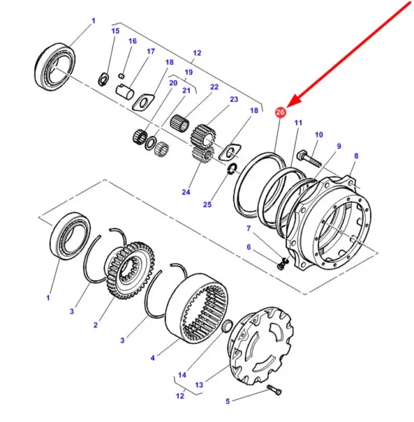 Uszczelniacz zwolnicy przedniej osi o wymiarach 170 x 195 x 18 mm i numerze katalogowym 6408-1.01, stosowany w ciągnikach rolniczych marki Massey Ferguson schemat.