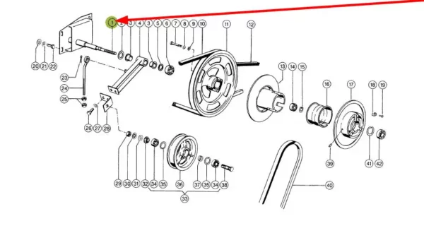 Mocowanie koła pasowego o numerze katalogowym 644074.00, stosowany w kombajnach zbożowych marki Claas schemat.