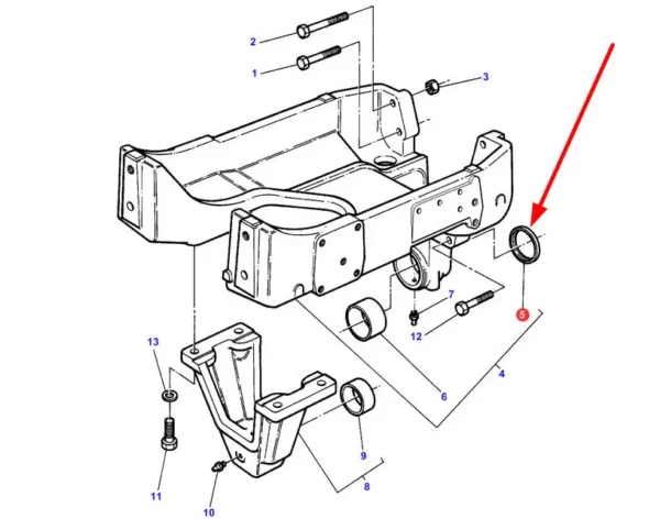 Uszczelniacz zawieszenia przedniej osi marki Bepco o numerze katalogowym 6489-9, stosowany w ciągnikach rolniczych marki Massey Ferguson schemat