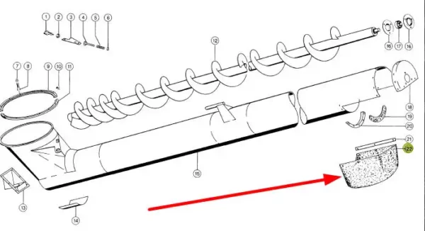 Osłona końcowa rury wysypu o numerze katalogowym 687174.0, stosowana w kombajnach zbożowych marki Claas schemat
