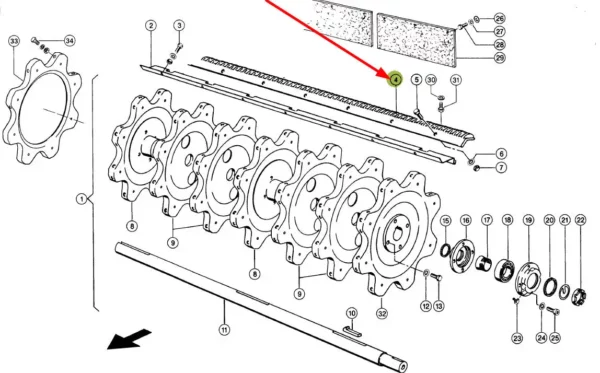 Cepy lewe, 2 sztuki o długości 1680 mm i numerze katalogowym 181743/4-G, stosowane w kombajnach zbożowych marki Claas- schemat.