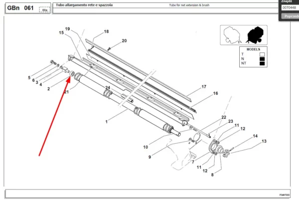 Oryginalne łożysko kulkowe, o wymiarach 12 x 28 x 12 i numerze katalogowym KB0070448 stosowane w prasach Massey Ferguson, Fendt oraz Kverneland schemat.