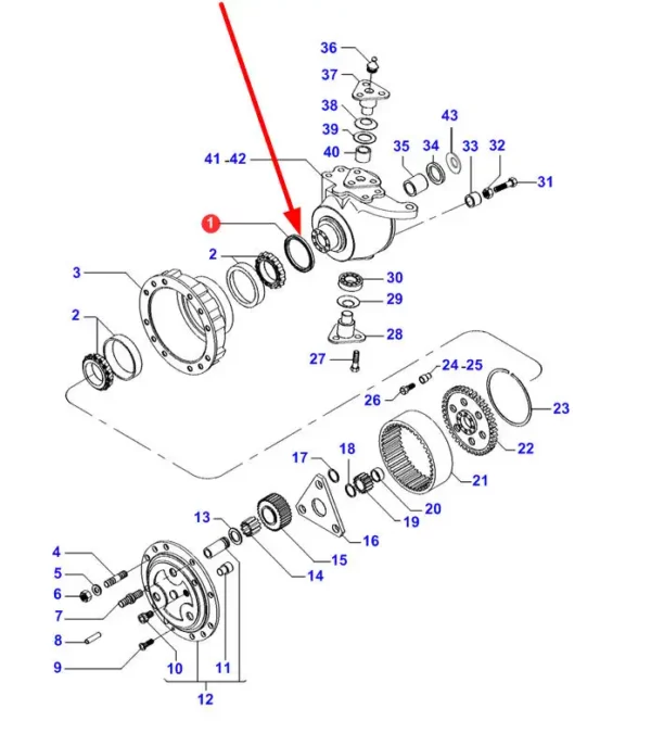 Oryginalny uszczelniacz piasty Carraro o wymiarach 150 x 180 x 14,5/16, stosowany w ciągnikach rolniczych marki Challenger oraz Massey Ferguson schemat.