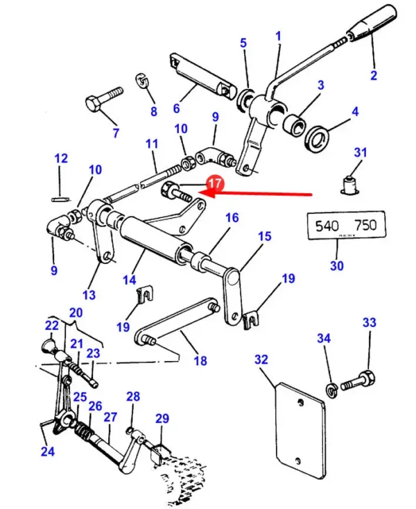 Oryginalna śruba, stosowana w ciągnikach rolniczych marki Massey Ferguson, Challenger oraz Massey Ferguson schemat.