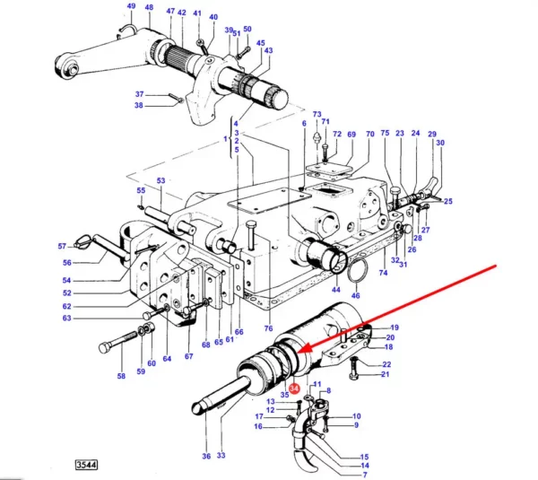 Oryginalny pierścień oring uszczelniający siłownik podnośnika o numerze katalogowym 1441130X1, stosowany w ciągnikach rolniczych marki Massey Ferguson. schemat