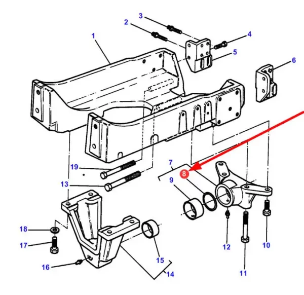 Oryginalny pierścień oring tulei przedniego mostu o wymiarach 94,8 x 3,53 mm i numerze katalogowym 1441176X1, stosowany w ciągnikach rolniczych marki Massey Ferguson schemat.