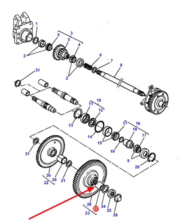 Oryginalna tuleja, stosowana w ciągnikach rolniczych marki Massey Ferguson. schemat