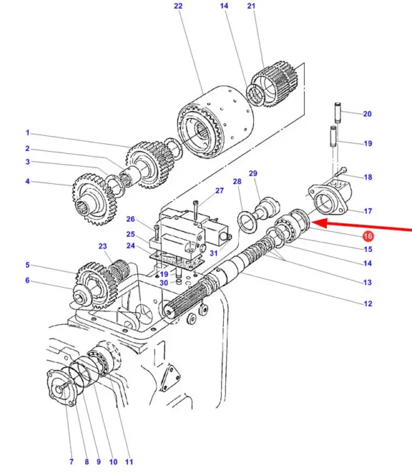Oryginalna podkładka dystansowa 0,3 mm, stosowana w ciągnikach rolniczych marki Massey Ferguson. schemat