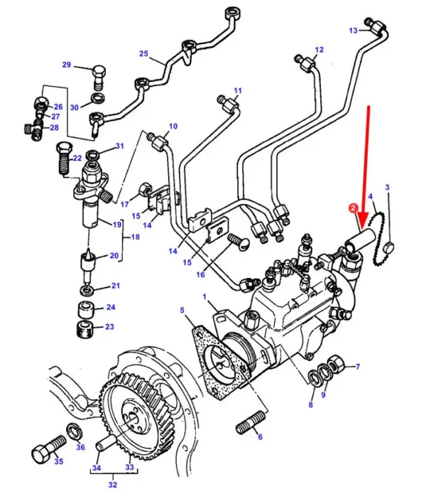 Oryginalna tulejka, stosowana w ciągnikach rolniczych marki Massey Ferguson. schemat