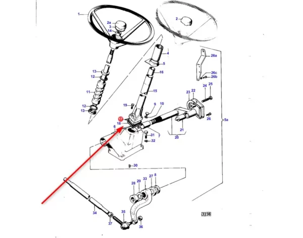 Oryginana podkładka dystansowa o numerze katalogowym 1853119M1, stosowana w ciągnikach marki Massey Ferguson schemat