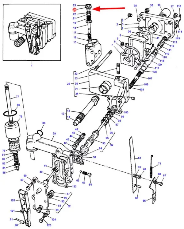 Oryginalna wtyczka zaworu hydraulicznego, stosowana w ciągnikach marki Massey Ferguson.